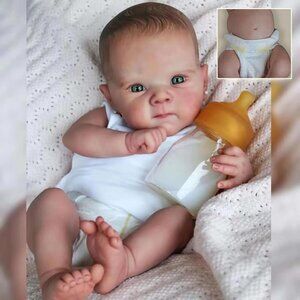 🆕18 Inches Girl Full Body Vinyl  Lifelike Green Eyes Newborn Reborn Baby Doll